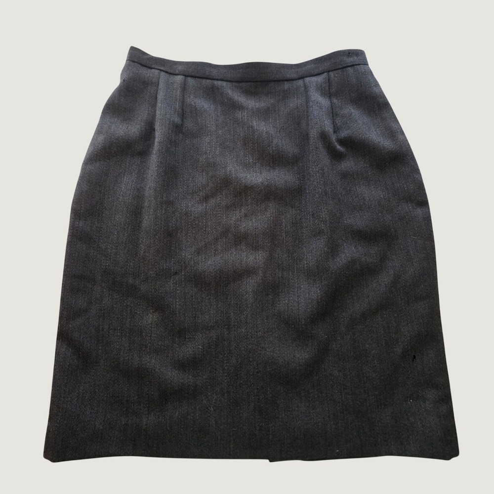 John Meyer Essentials Gray 100% Wool Pencil Skirt Vintage USA Size 12 Flaws
